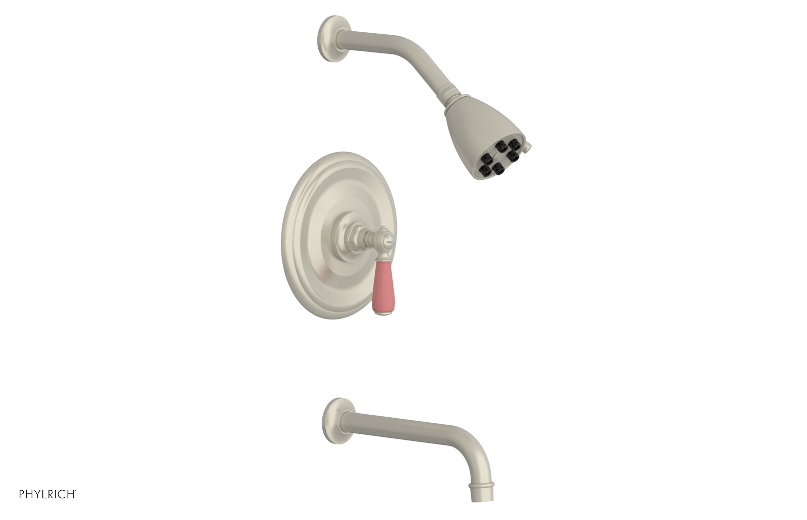 JAMESTOWN - Pressure Balance Tub & Shower Set - Lever Handle with "Pink" Accents 165-27