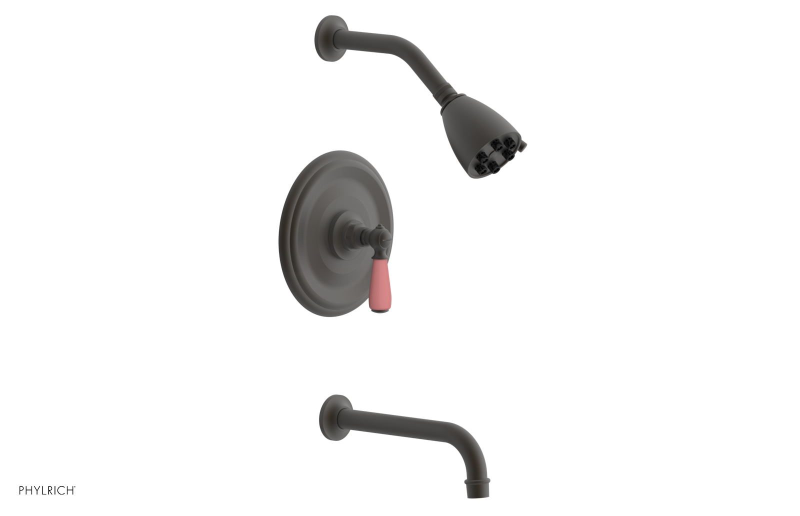 JAMESTOWN - Pressure Balance Tub & Shower Set - Lever Handle with "Pink" Accents 165-27