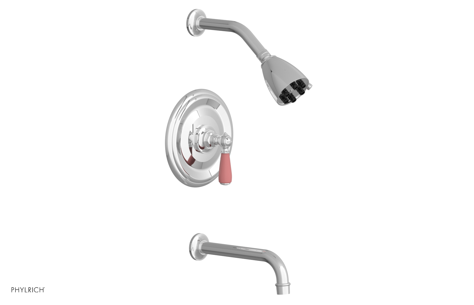 JAMESTOWN - Pressure Balance Tub & Shower Set - Lever Handle with "Pink" Accents 165-27