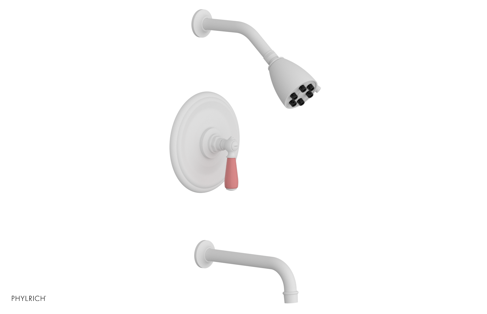 JAMESTOWN - Pressure Balance Tub & Shower Set - Lever Handle with "Pink" Accents 165-27