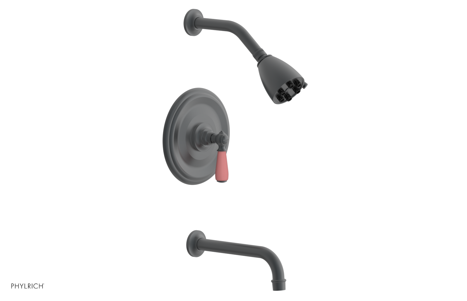 JAMESTOWN - Pressure Balance Tub & Shower Set - Lever Handle with "Pink" Accents 165-27