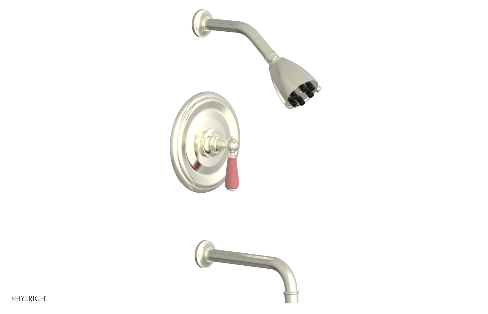 JAMESTOWN - Pressure Balance Tub & Shower Set - Lever Handle with "Pink" Accents 165-27
