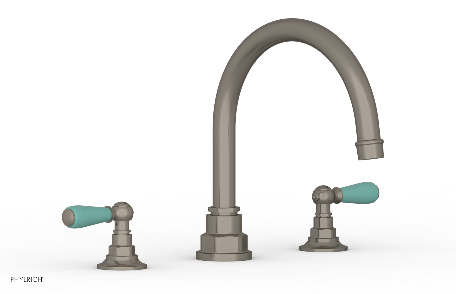 JAMESTOWN - Deck Tub Set - Lever Handles with "Turqoise" Accents 165-41