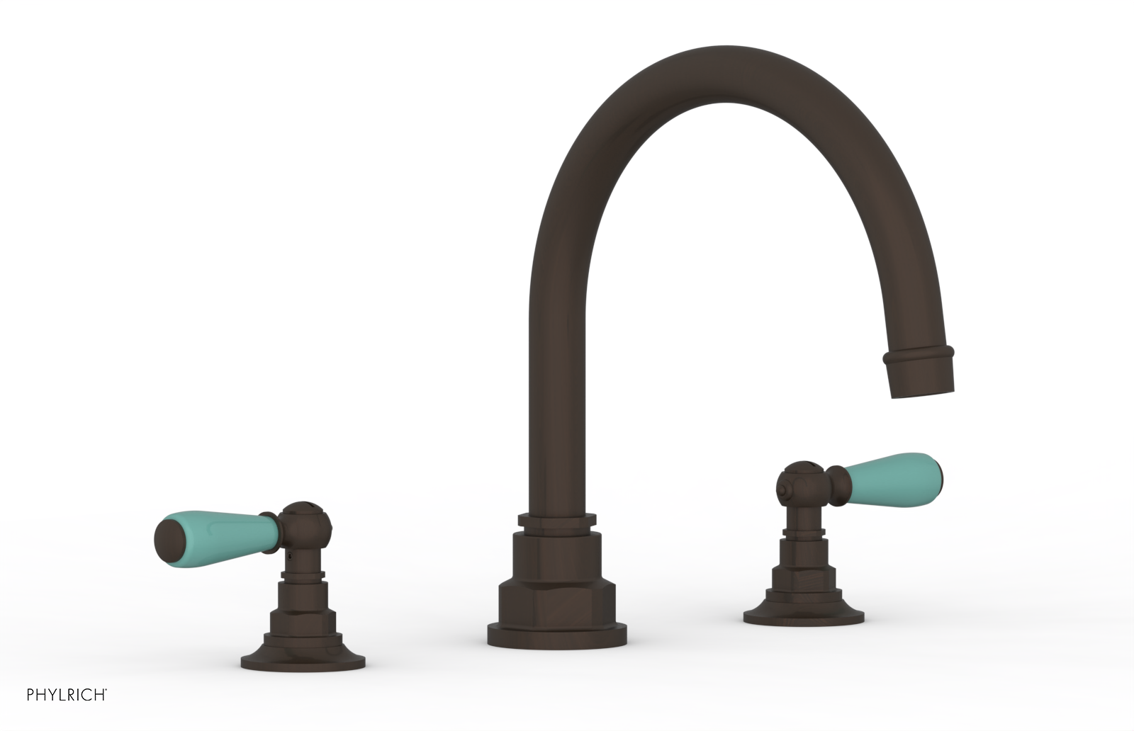 JAMESTOWN - Deck Tub Set - Lever Handles with "Turqoise" Accents 165-41