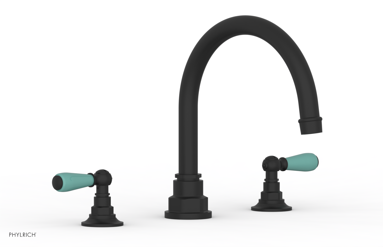 JAMESTOWN - Deck Tub Set - Lever Handles with "Turqoise" Accents 165-41