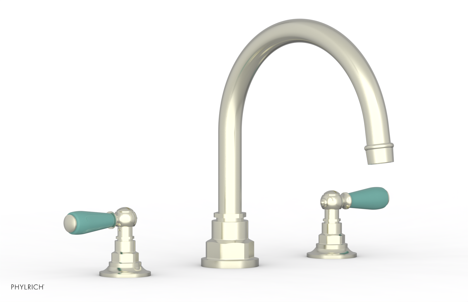 JAMESTOWN - Deck Tub Set - Lever Handles with "Turqoise" Accents 165-41