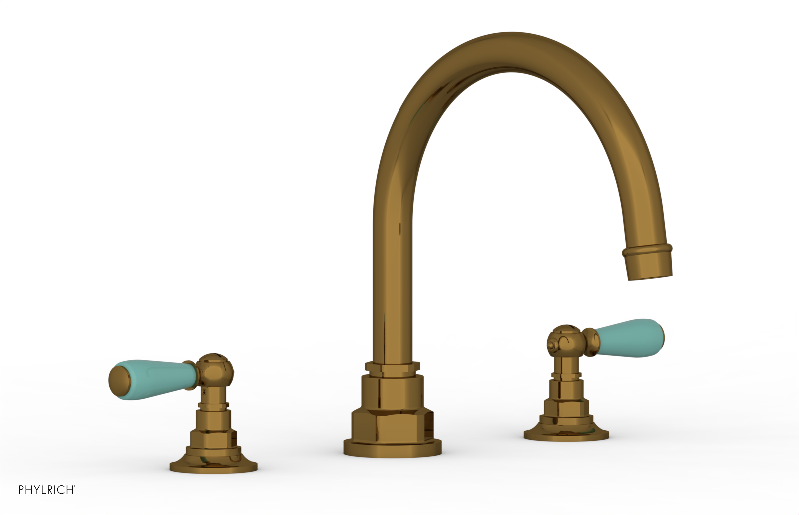 JAMESTOWN - Deck Tub Set - Lever Handles with "Turqoise" Accents 165-41