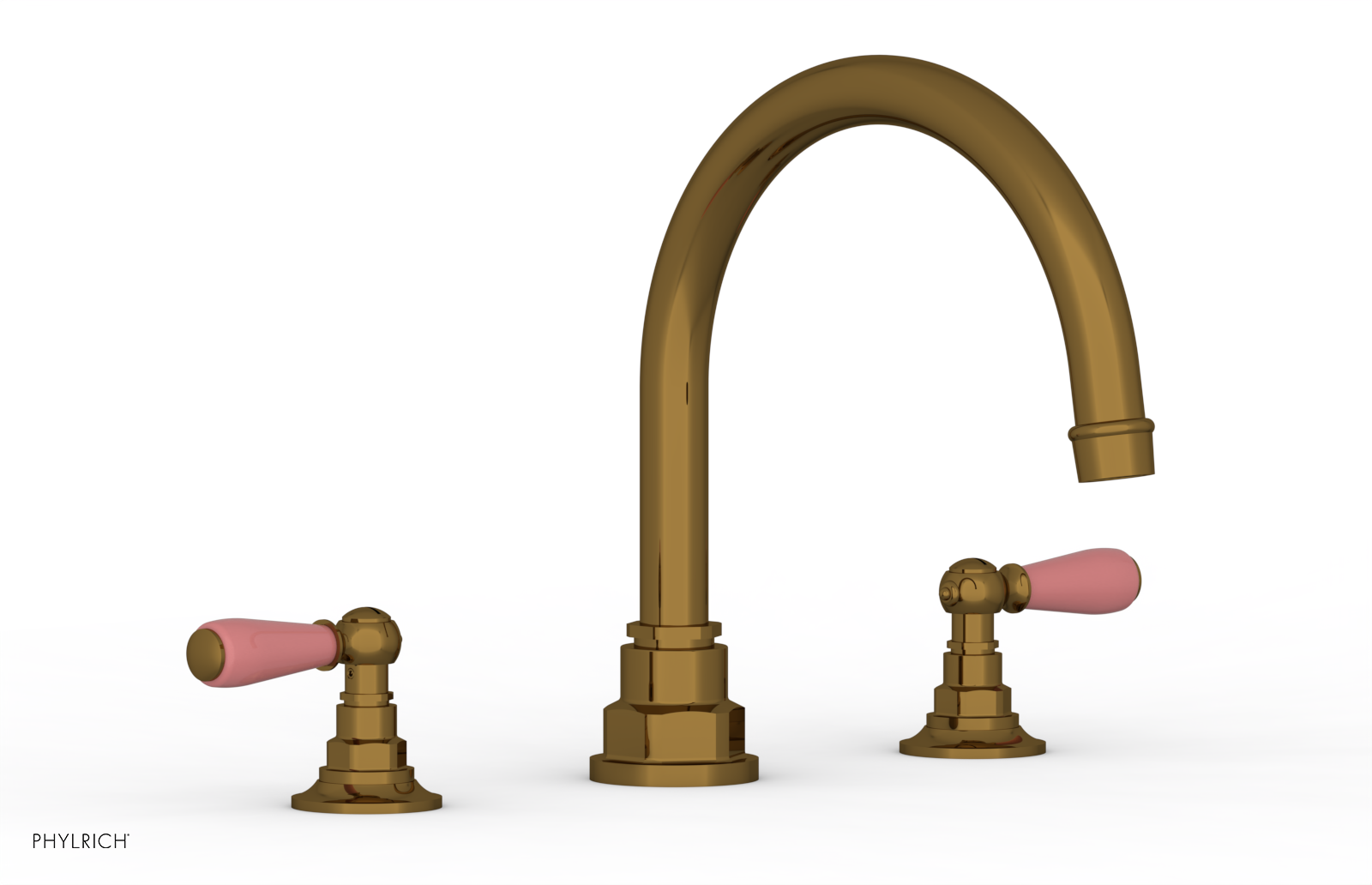 JAMESTOWN - Deck Tub Set - Lever Handles with "Pink" Accents 165-41