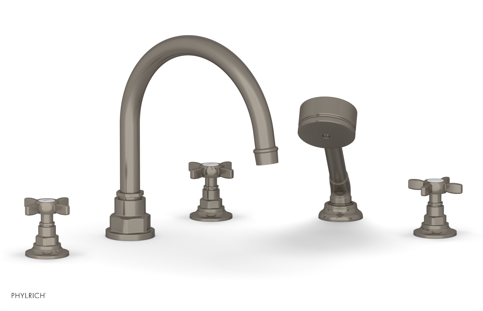 JAMESTOWN - Deck Tub Set with Hand Shower - Cross Handles 165-48