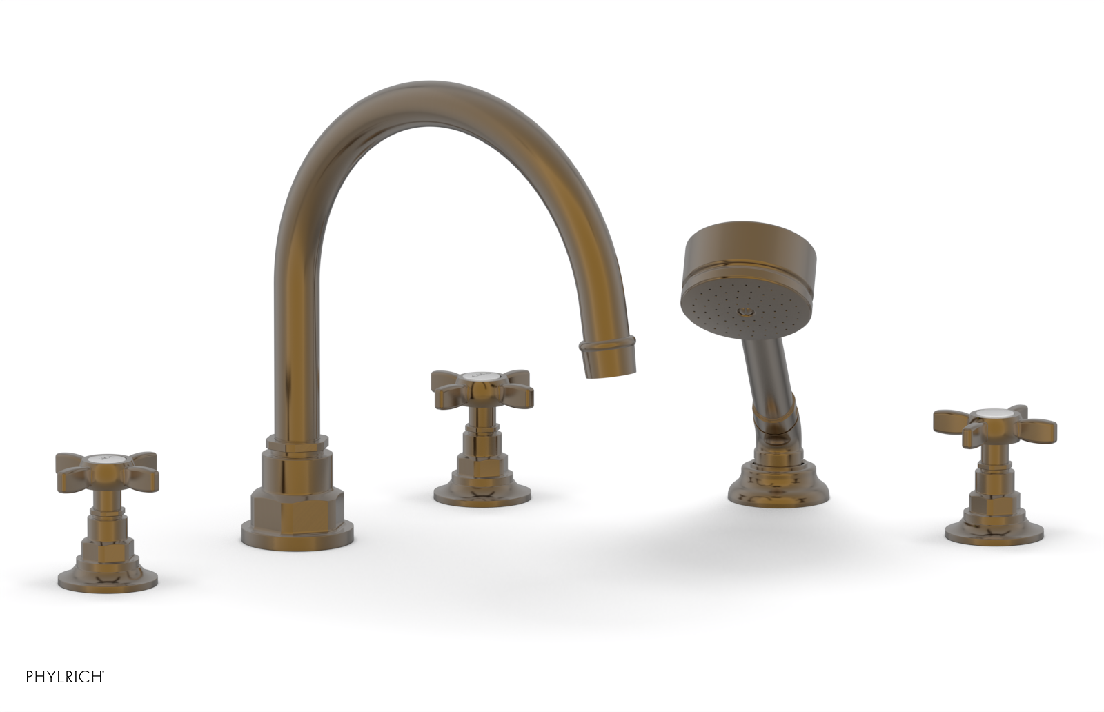 JAMESTOWN - Deck Tub Set with Hand Shower - Cross Handles 165-48