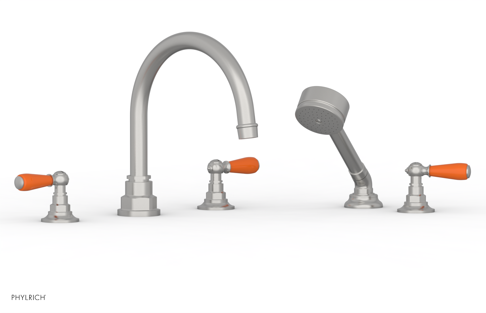 JAMESTOWN - Deck Tub Set with Hand Shower - Lever Handles with "Orange" Accents 165-49