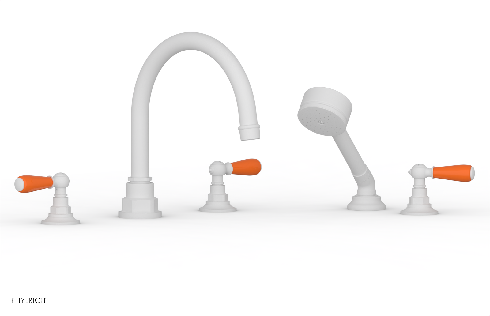 JAMESTOWN - Deck Tub Set with Hand Shower - Lever Handles with "Orange" Accents 165-49