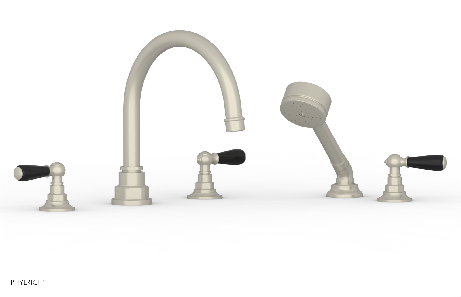 JAMESTOWN - Deck Tub Set with Hand Shower - Lever Handles with "Black" Accents 165-49