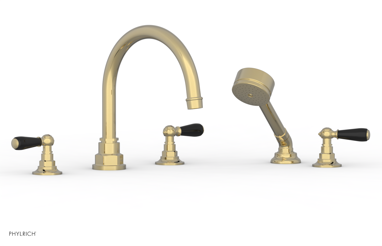 JAMESTOWN - Deck Tub Set with Hand Shower - Lever Handles with "Black" Accents 165-49