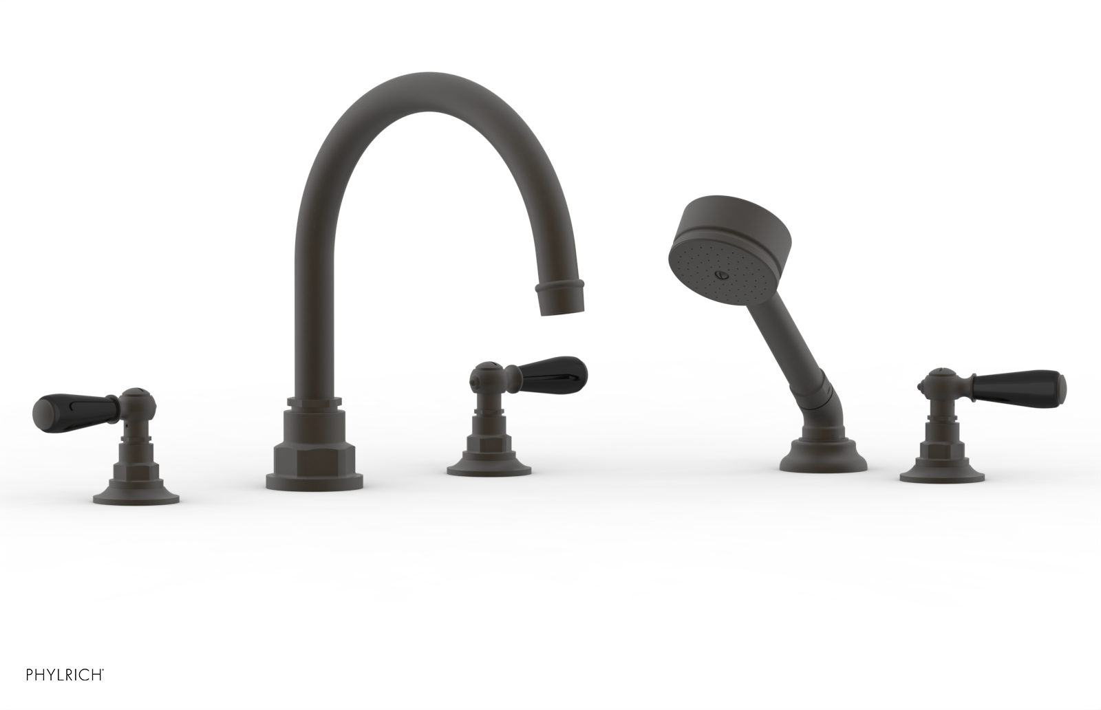 JAMESTOWN - Deck Tub Set with Hand Shower - Lever Handles with "Black" Accents 165-49