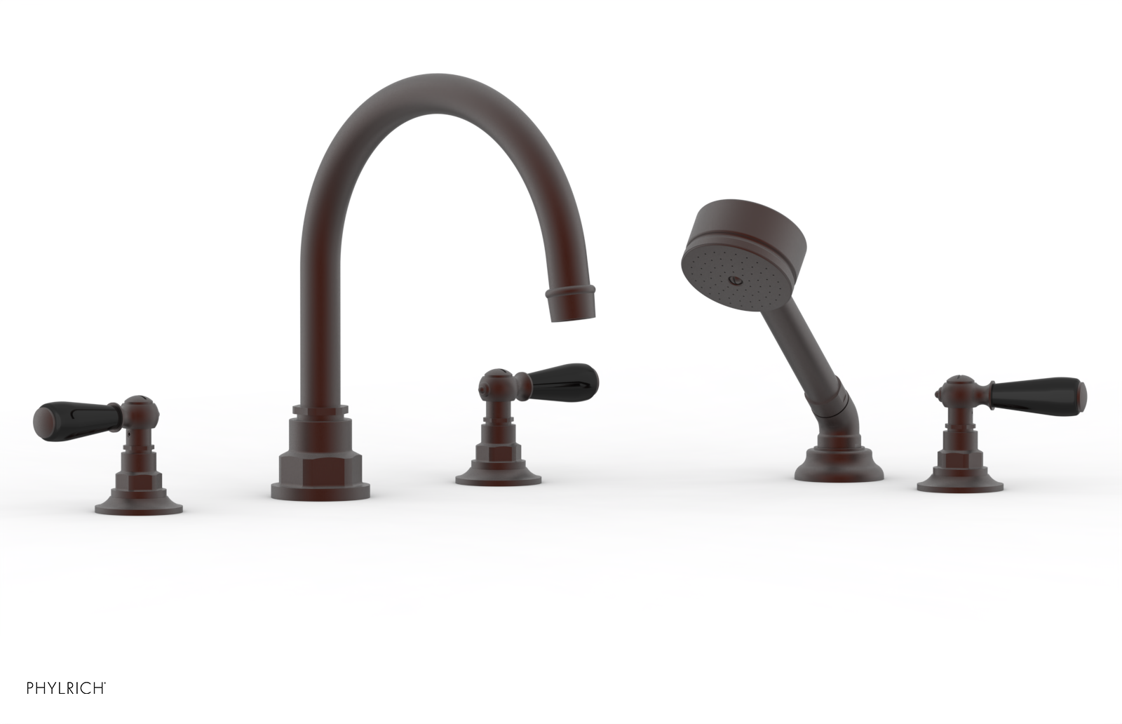 JAMESTOWN - Deck Tub Set with Hand Shower - Lever Handles with "Black" Accents 165-49