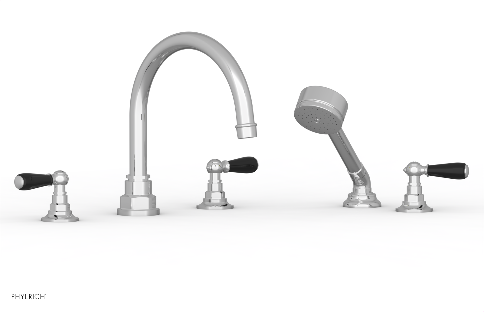 JAMESTOWN - Deck Tub Set with Hand Shower - Lever Handles with "Black" Accents 165-49