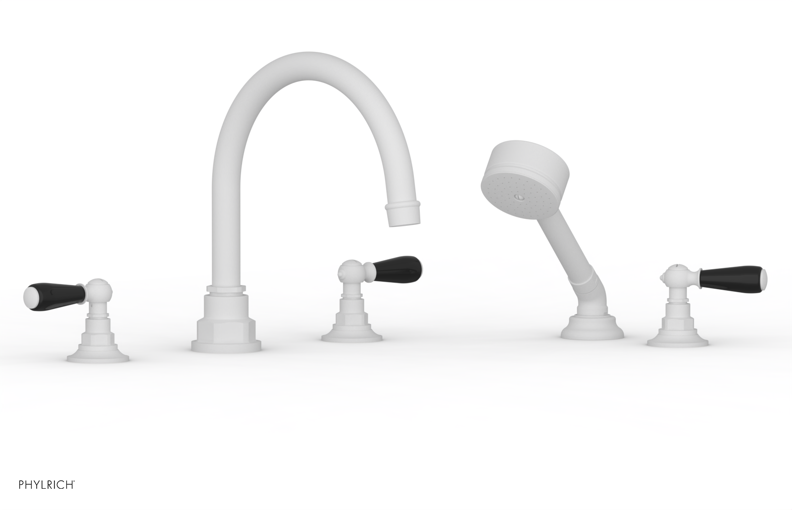 JAMESTOWN - Deck Tub Set with Hand Shower - Lever Handles with "Black" Accents 165-49