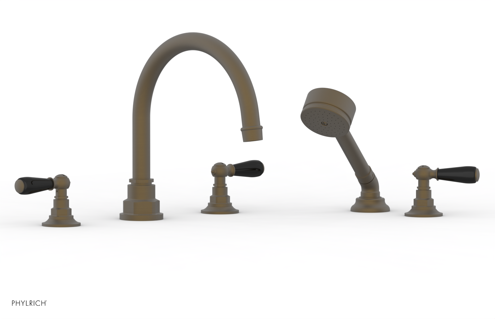 JAMESTOWN - Deck Tub Set with Hand Shower - Lever Handles with "Black" Accents 165-49