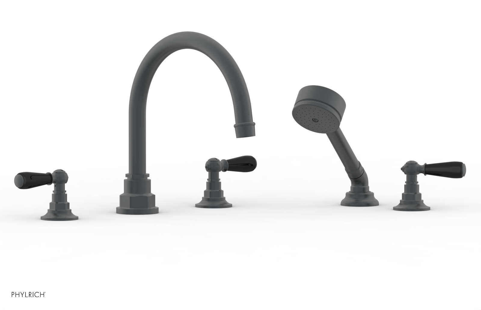 JAMESTOWN - Deck Tub Set with Hand Shower - Lever Handles with "Black" Accents 165-49