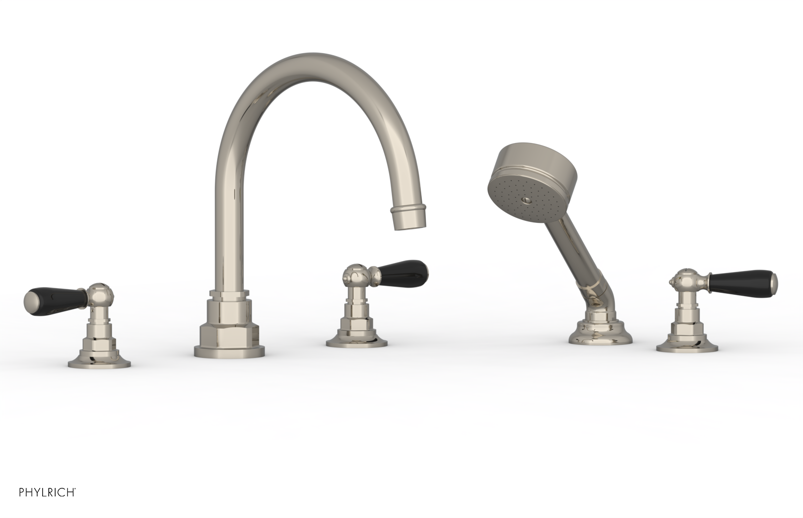 JAMESTOWN - Deck Tub Set with Hand Shower - Lever Handles with "Black" Accents 165-49