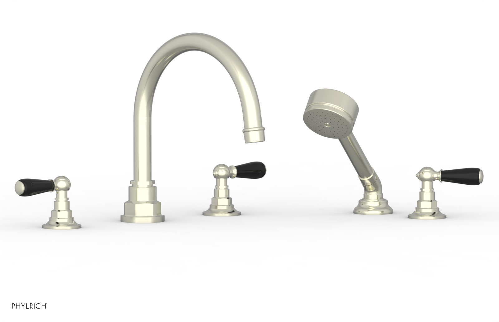 JAMESTOWN - Deck Tub Set with Hand Shower - Lever Handles with "Black" Accents 165-49