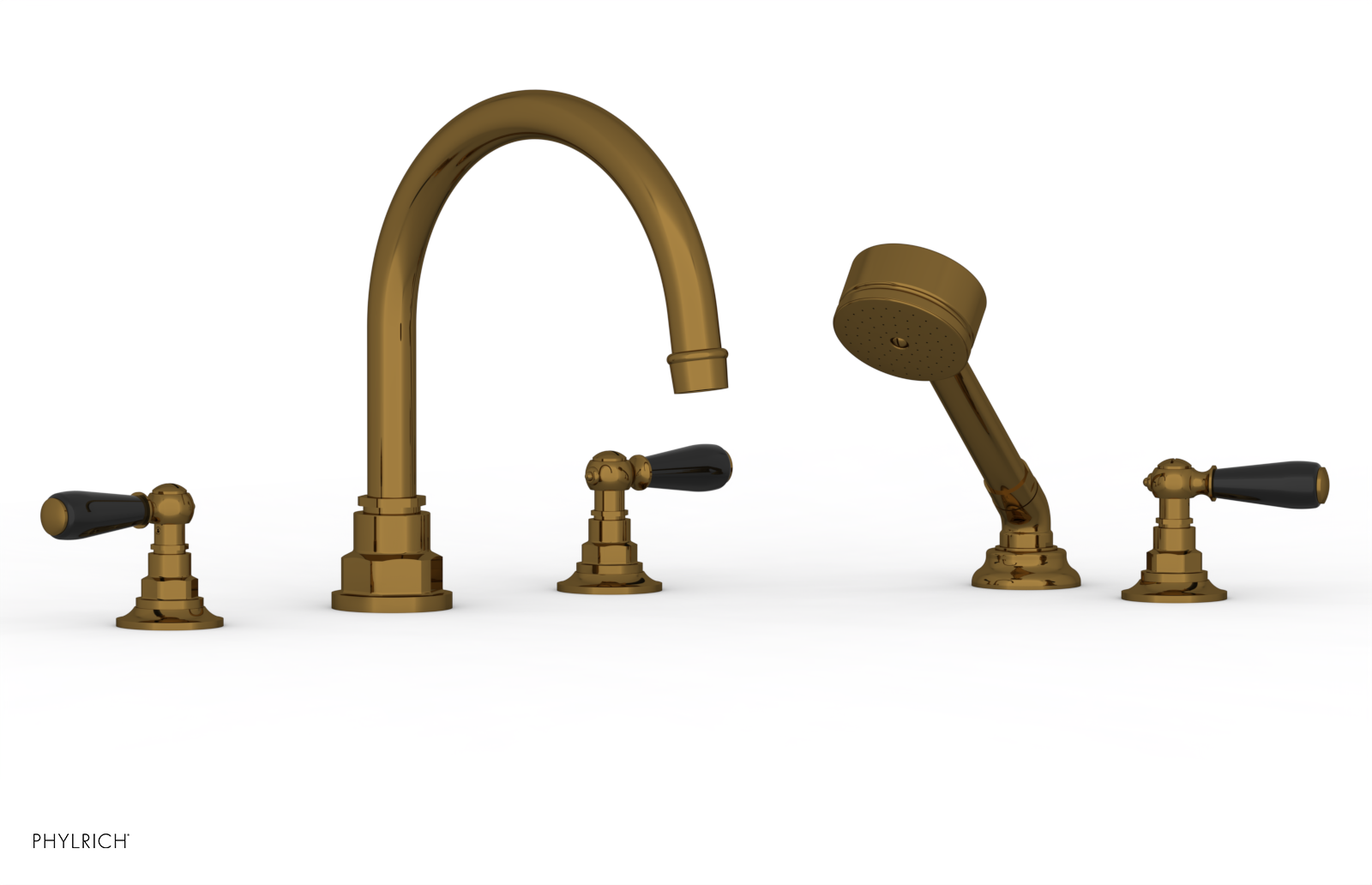 JAMESTOWN - Deck Tub Set with Hand Shower - Lever Handles with "Black" Accents 165-49