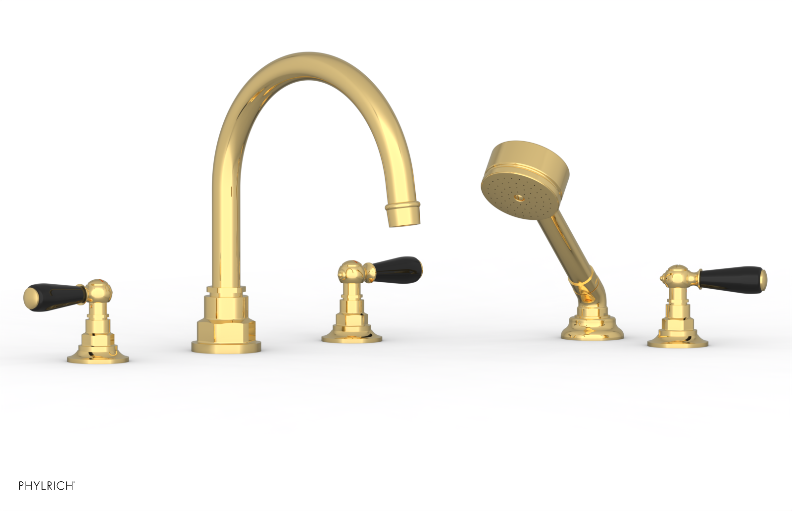 JAMESTOWN - Deck Tub Set with Hand Shower - Lever Handles with "Black" Accents 165-49