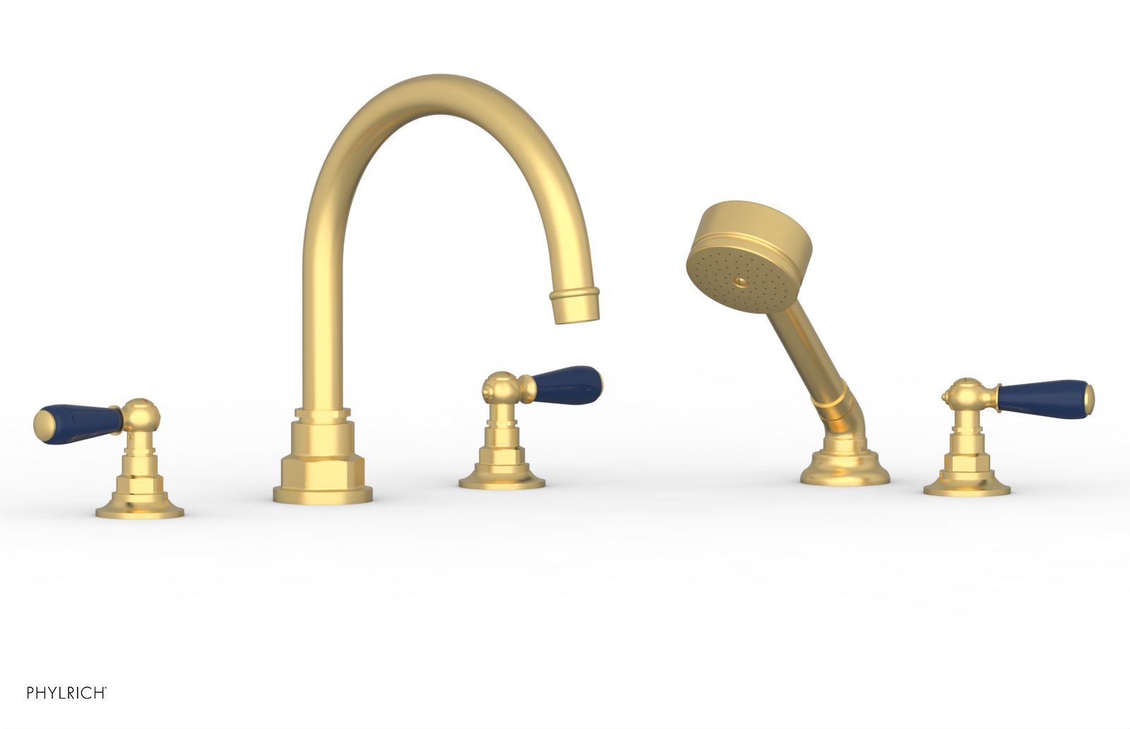 JAMESTOWN - Deck Tub Set with Hand Shower - Lever Handles with "Navy Blue" Accents 165-49