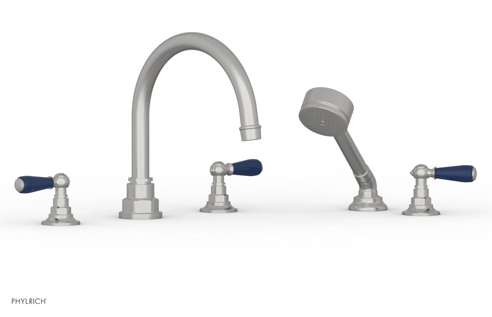 JAMESTOWN - Deck Tub Set with Hand Shower - Lever Handles with "Navy Blue" Accents 165-49