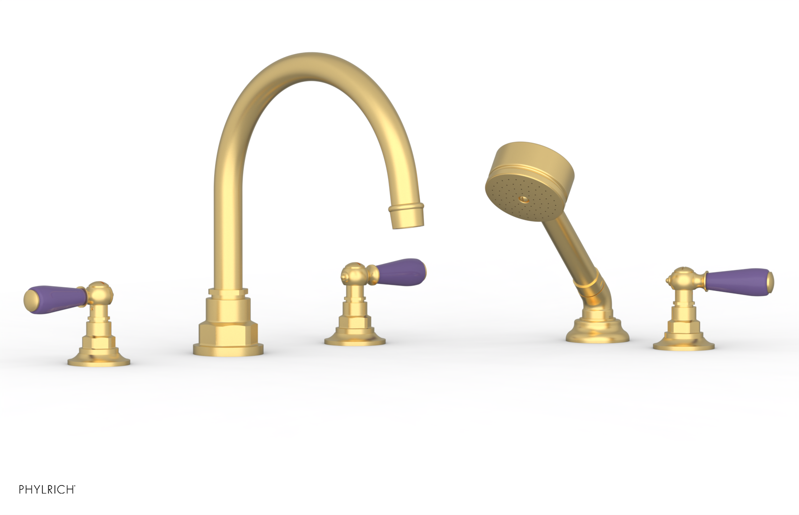 JAMESTOWN - Deck Tub Set with Hand Shower - Lever Handles with "Purple" Accents 165-49