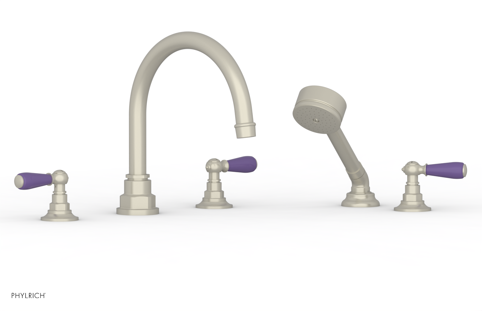 JAMESTOWN - Deck Tub Set with Hand Shower - Lever Handles with "Purple" Accents 165-49