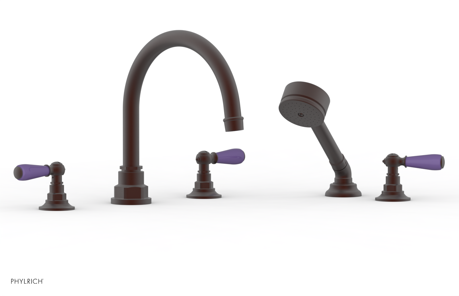 JAMESTOWN - Deck Tub Set with Hand Shower - Lever Handles with "Purple" Accents 165-49