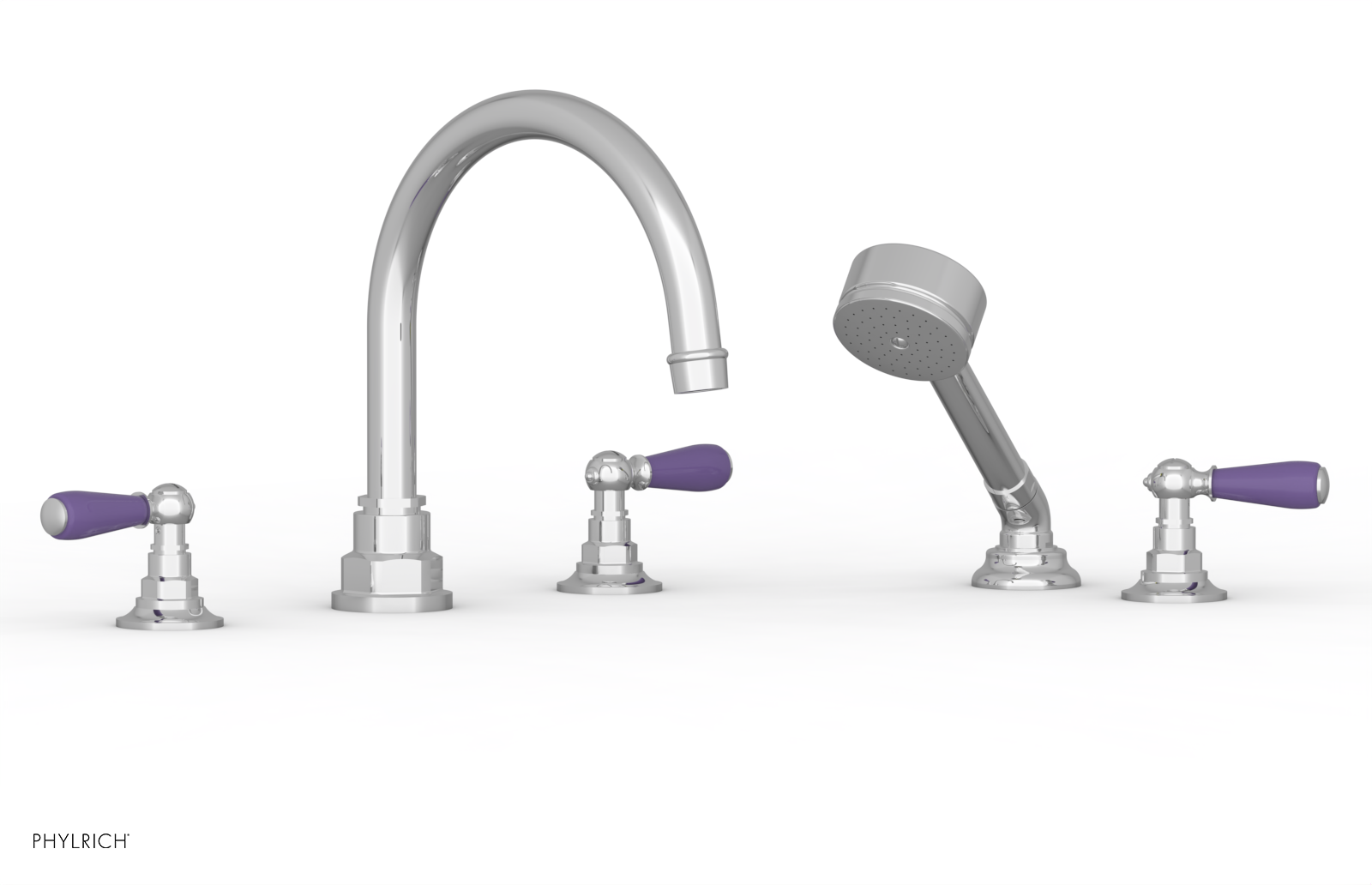 JAMESTOWN - Deck Tub Set with Hand Shower - Lever Handles with "Purple" Accents 165-49