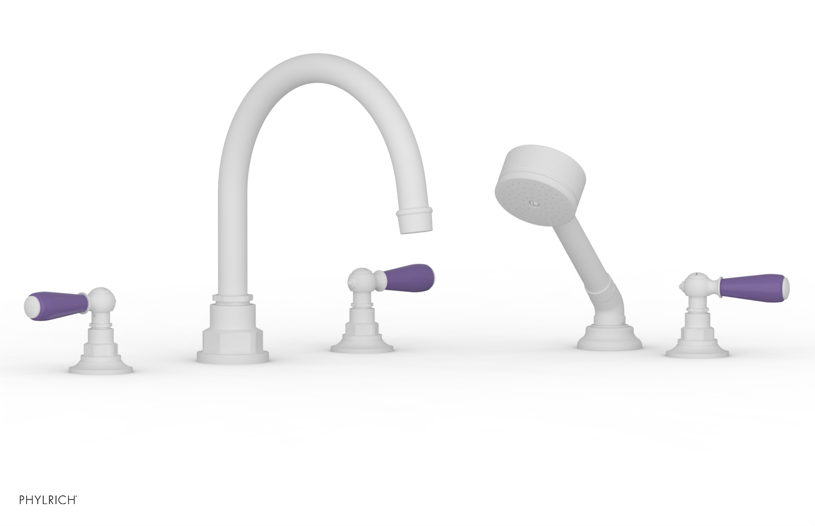 JAMESTOWN - Deck Tub Set with Hand Shower - Lever Handles with "Purple" Accents 165-49