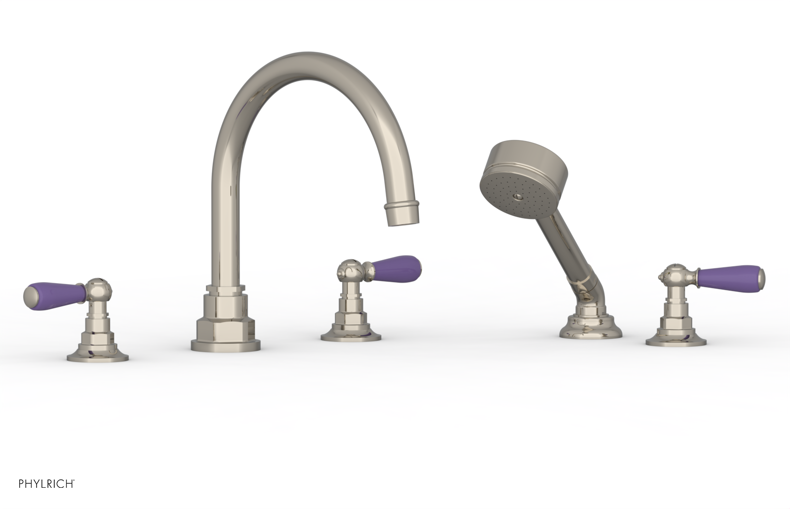 JAMESTOWN - Deck Tub Set with Hand Shower - Lever Handles with "Purple" Accents 165-49