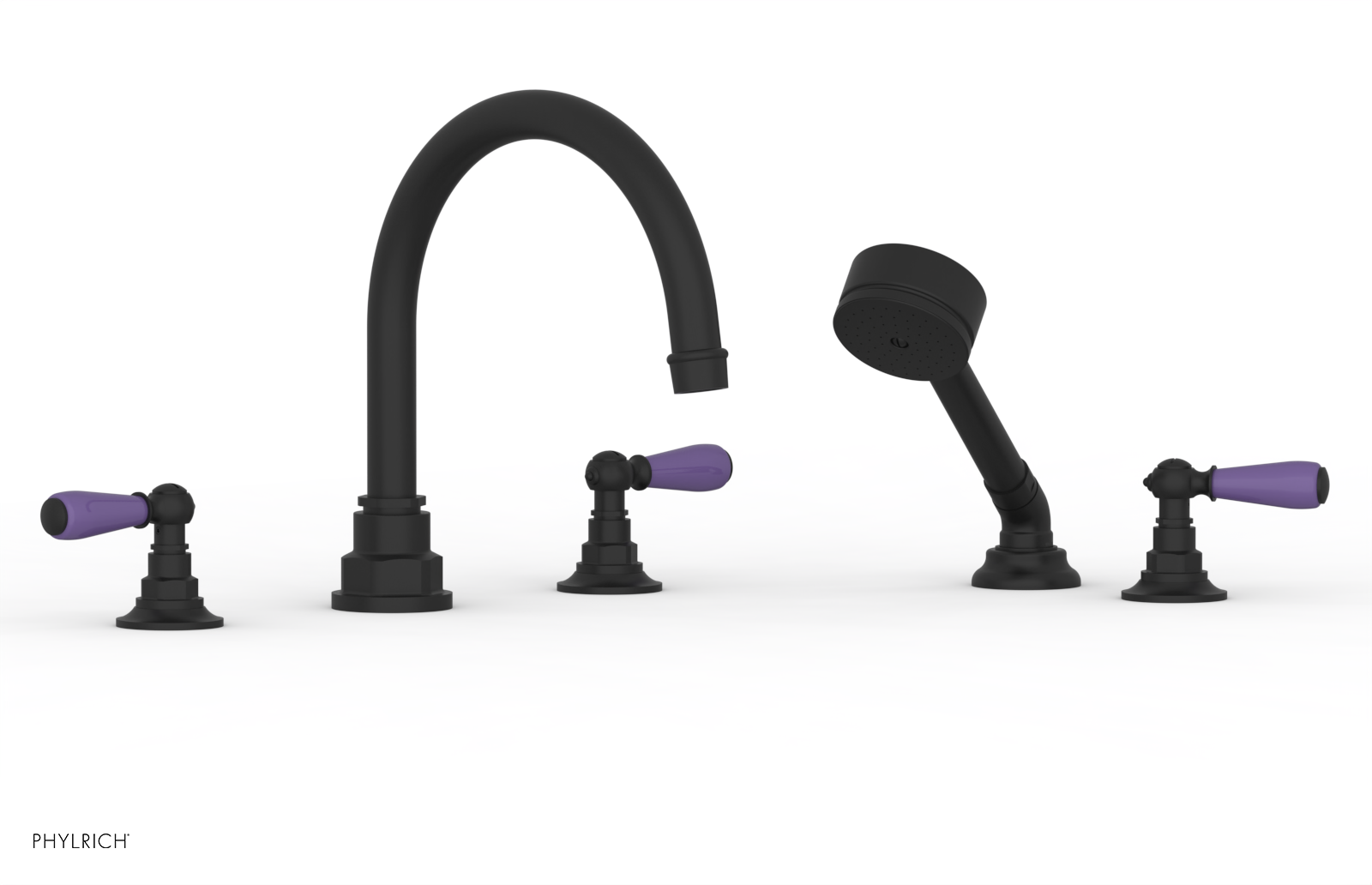 JAMESTOWN - Deck Tub Set with Hand Shower - Lever Handles with "Purple" Accents 165-49