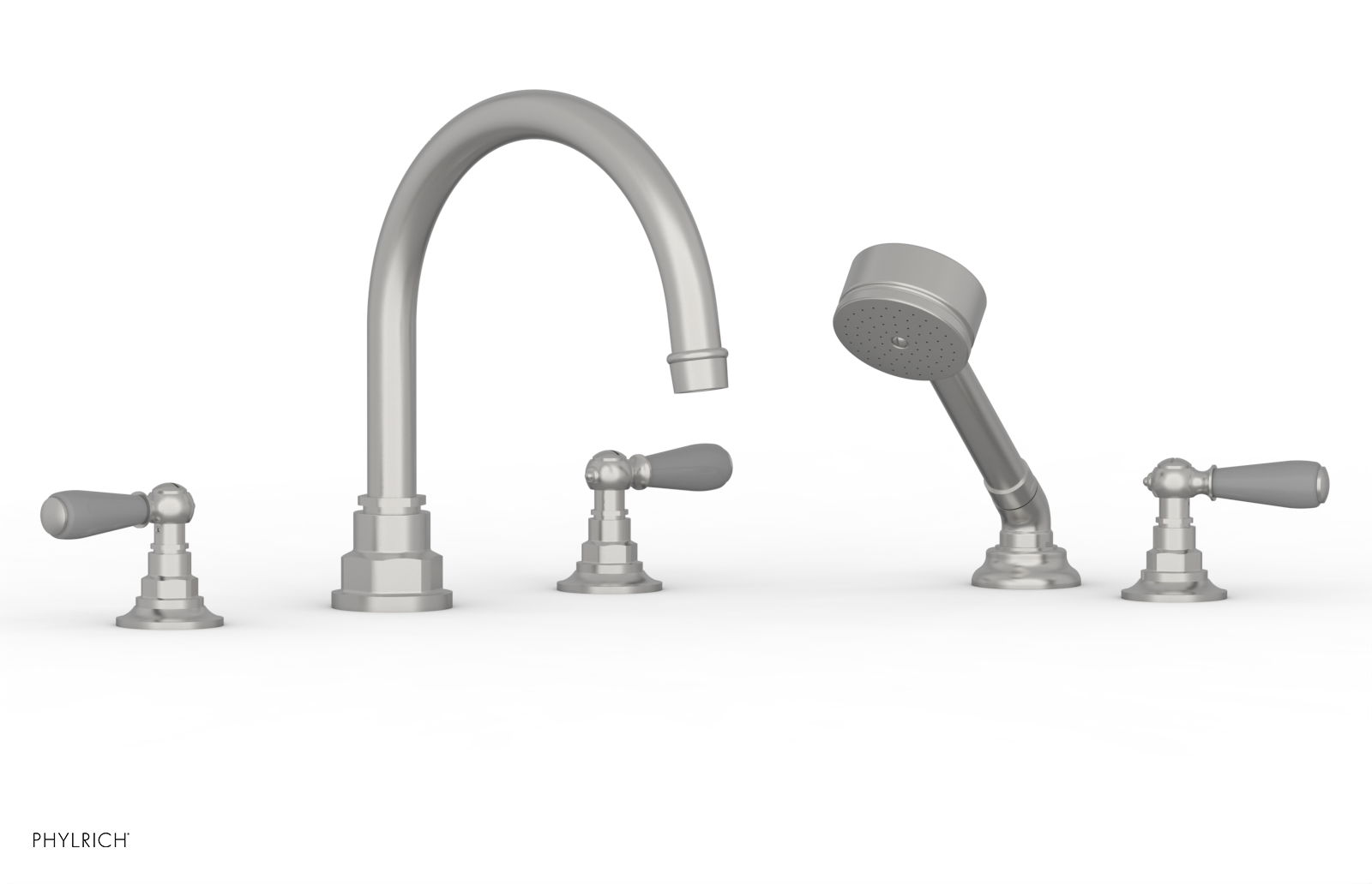 JAMESTOWN - Deck Tub Set with Hand Shower - Lever Handles with "Grey" Accents 165-49