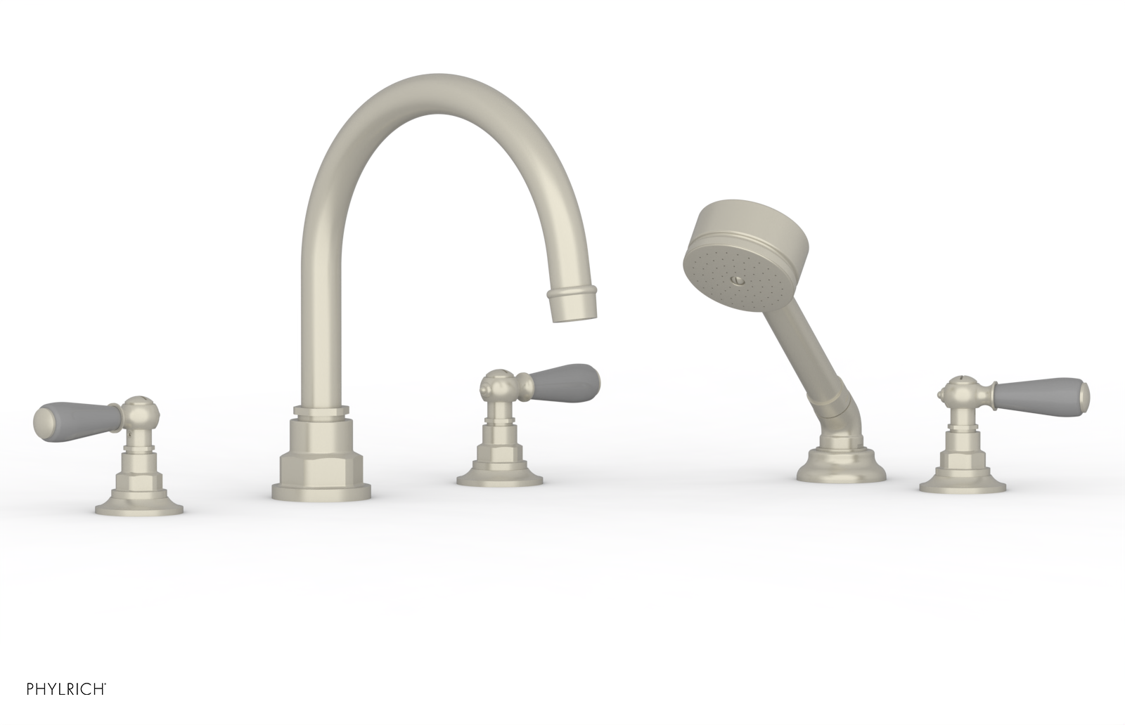 JAMESTOWN - Deck Tub Set with Hand Shower - Lever Handles with "Grey" Accents 165-49