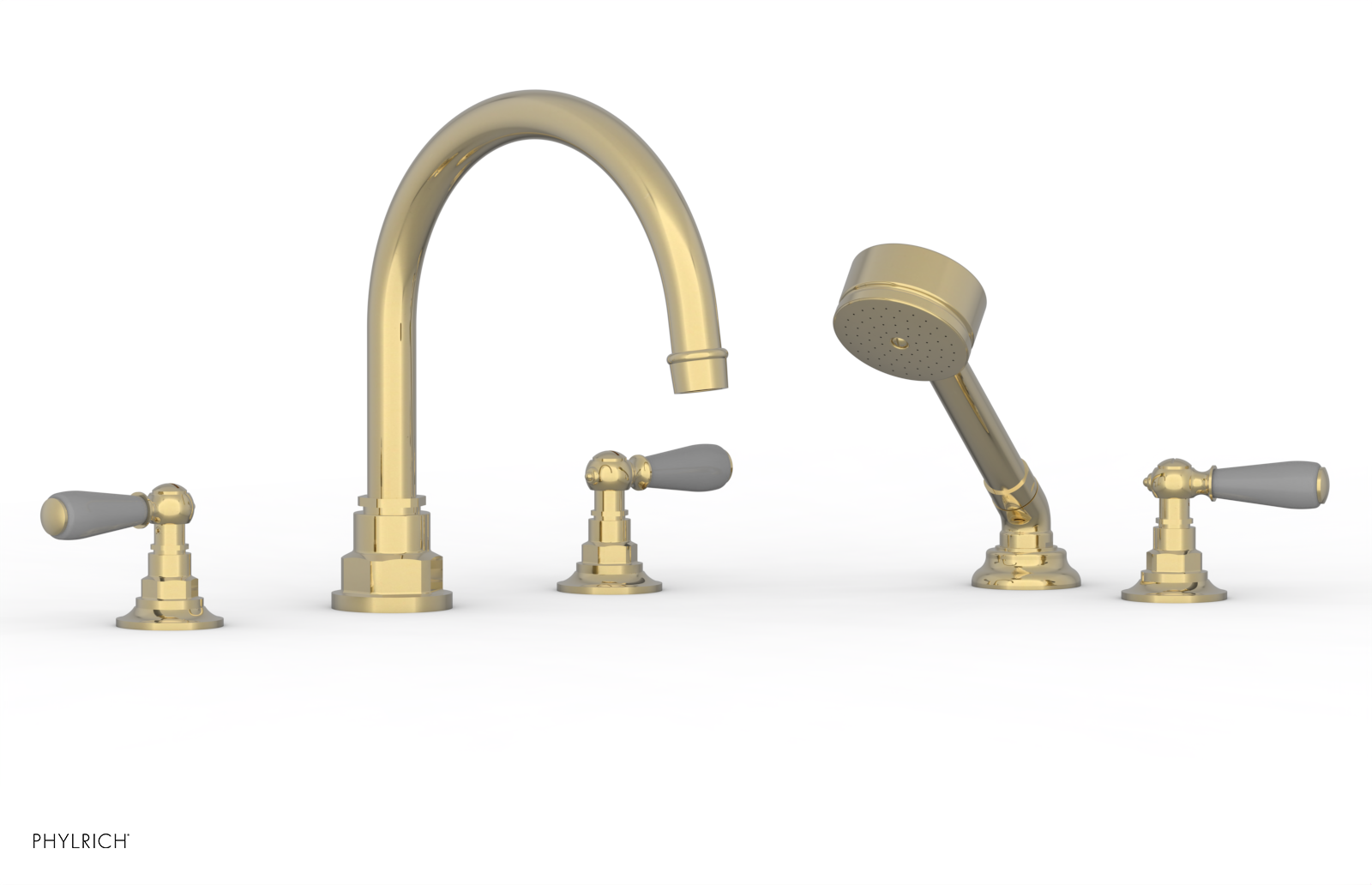 JAMESTOWN - Deck Tub Set with Hand Shower - Lever Handles with "Grey" Accents 165-49