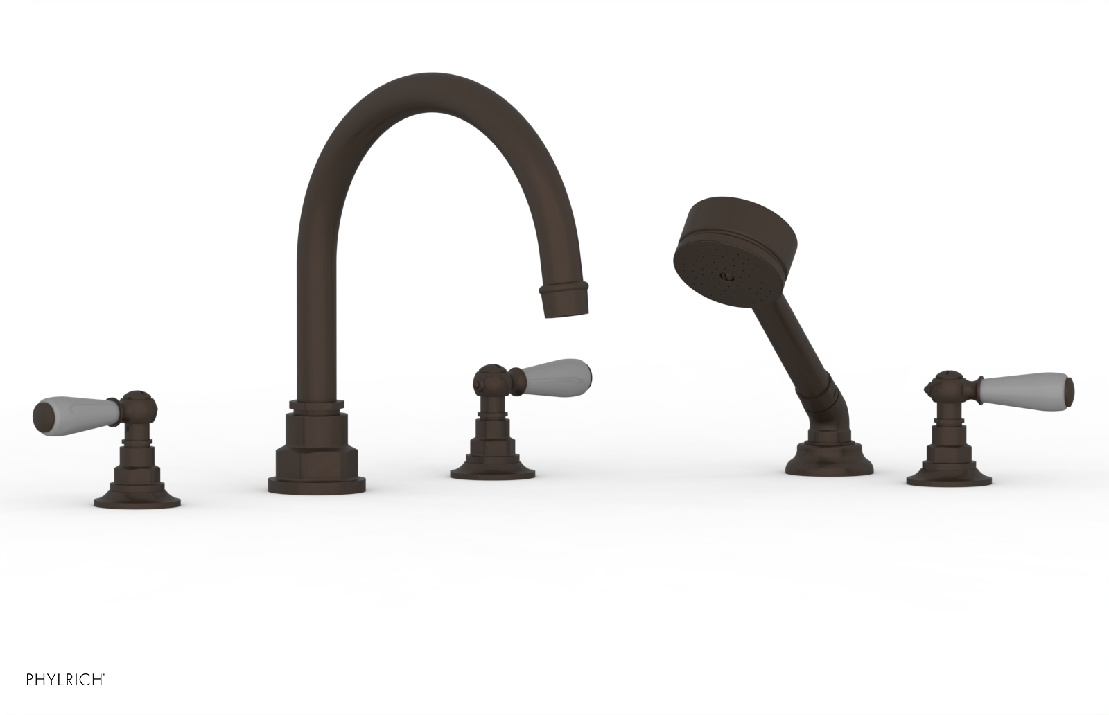 JAMESTOWN - Deck Tub Set with Hand Shower - Lever Handles with "Grey" Accents 165-49