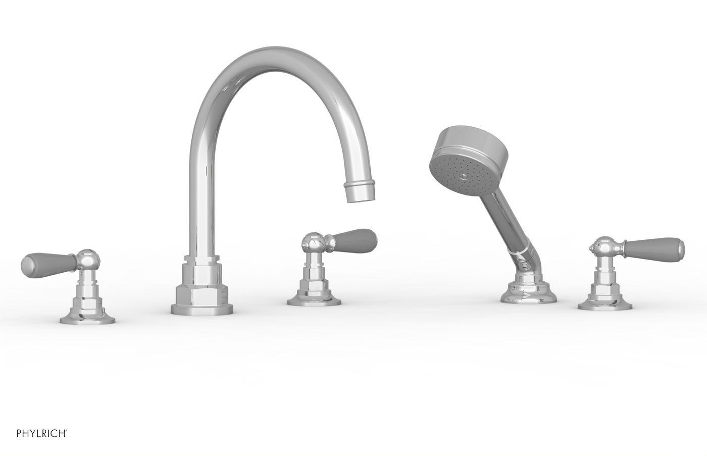 JAMESTOWN - Deck Tub Set with Hand Shower - Lever Handles with "Grey" Accents 165-49