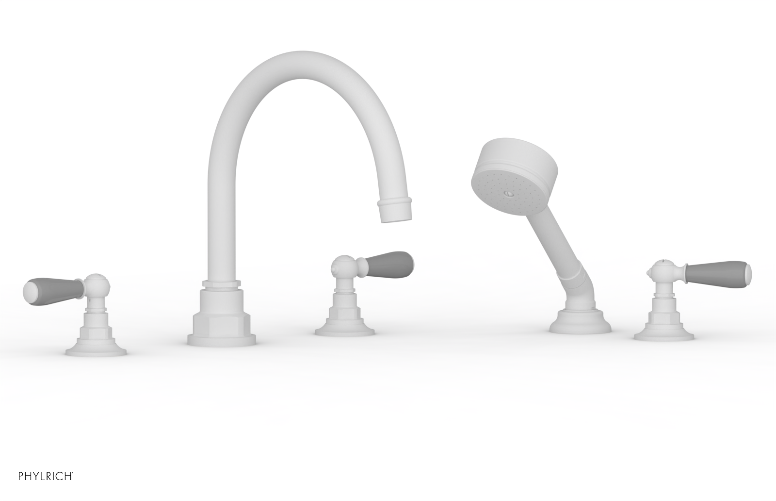 JAMESTOWN - Deck Tub Set with Hand Shower - Lever Handles with "Grey" Accents 165-49