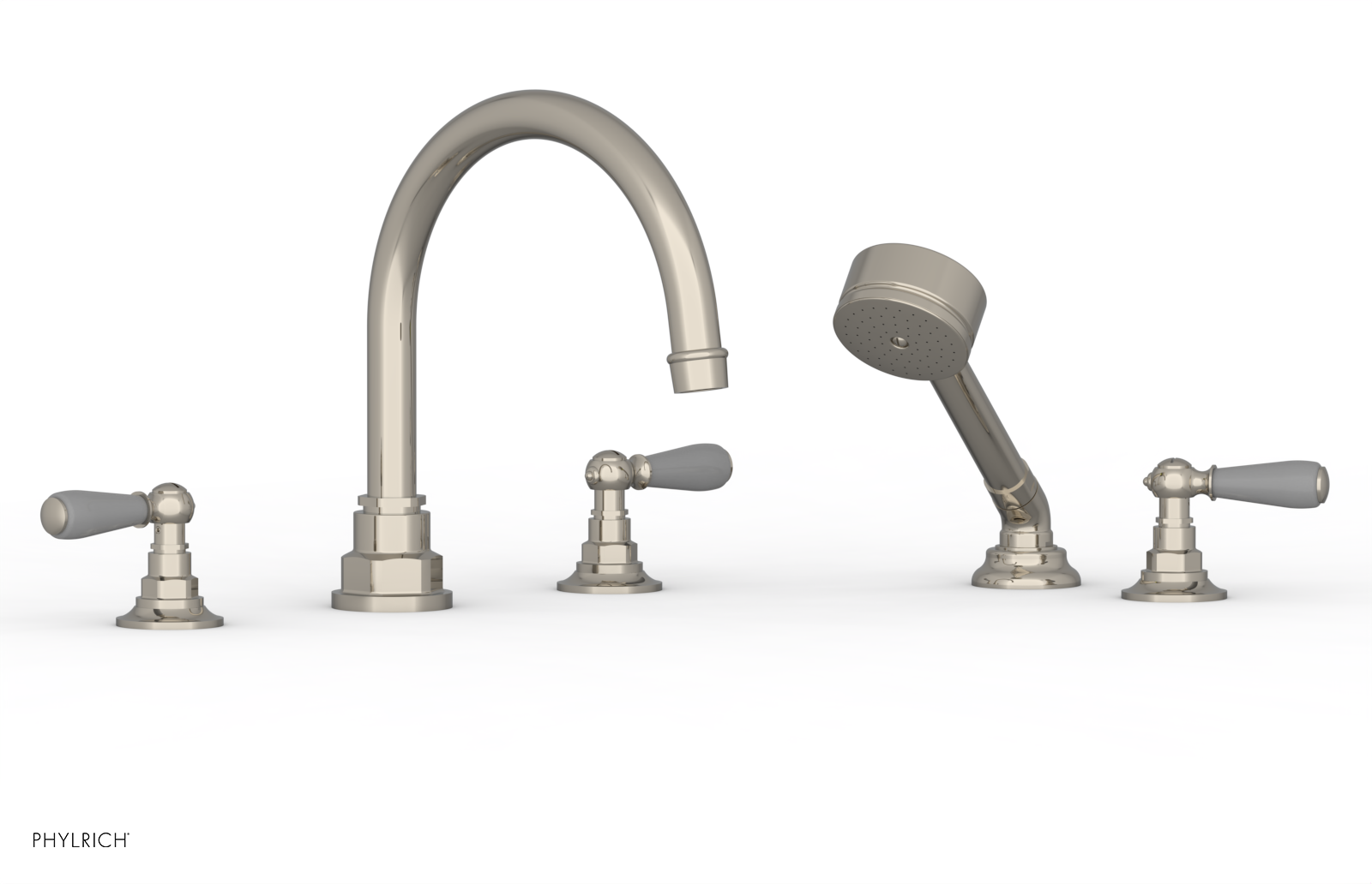 JAMESTOWN - Deck Tub Set with Hand Shower - Lever Handles with "Grey" Accents 165-49