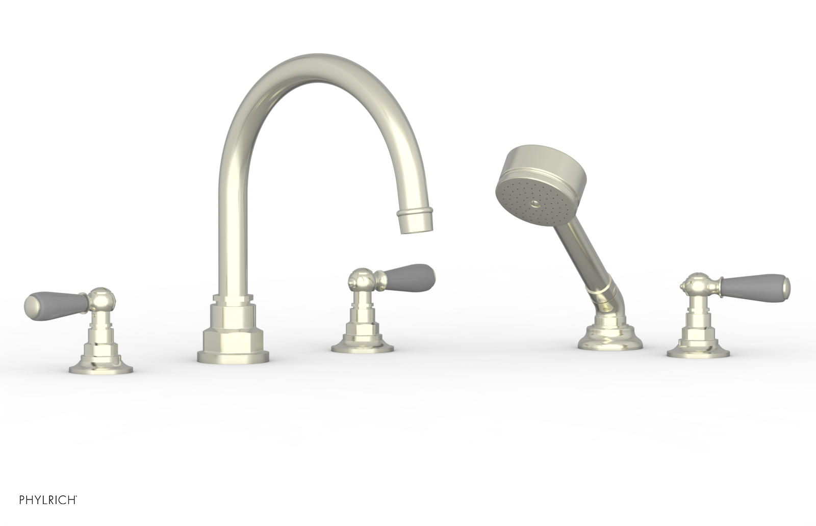 JAMESTOWN - Deck Tub Set with Hand Shower - Lever Handles with "Grey" Accents 165-49