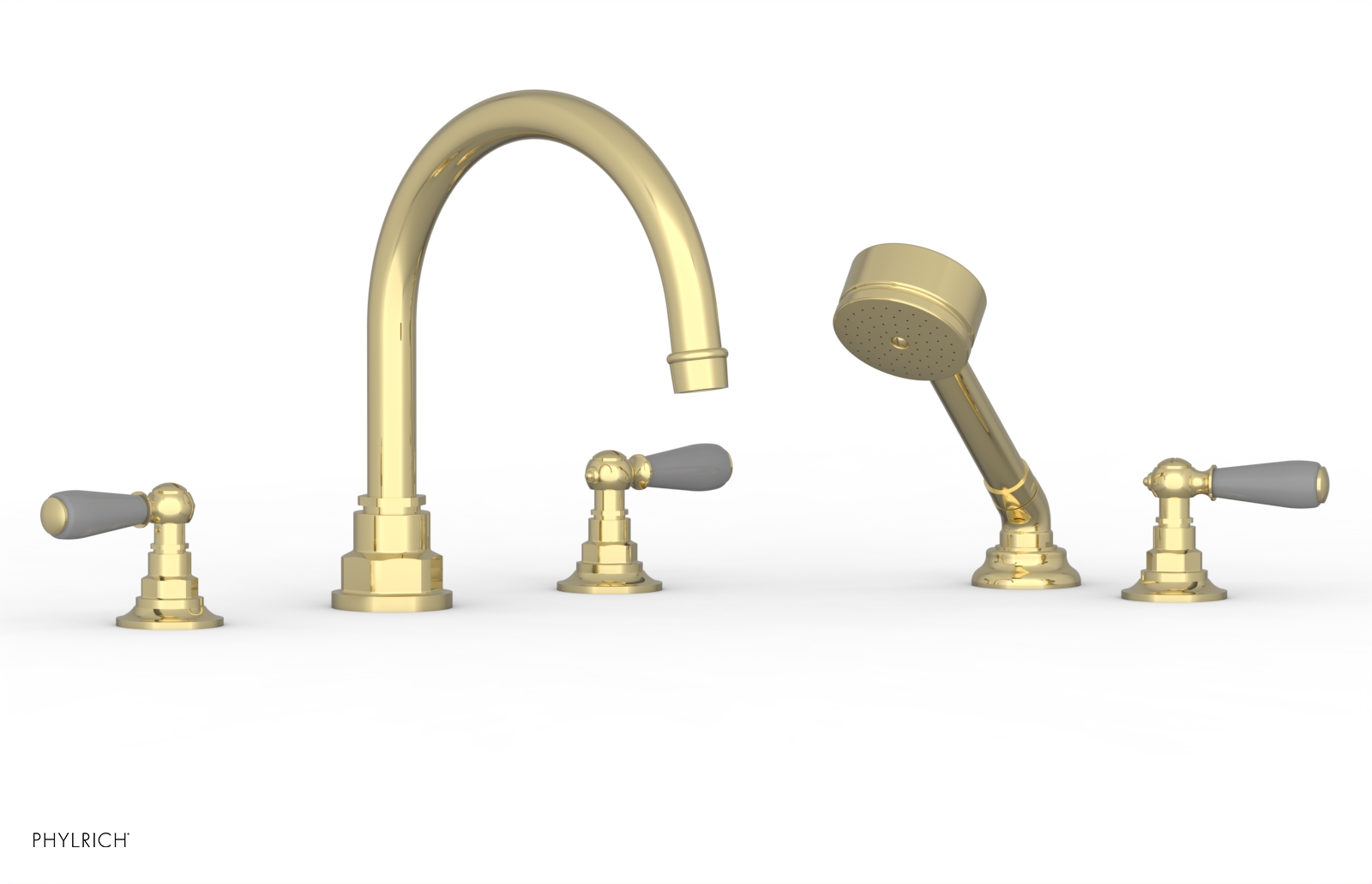 JAMESTOWN - Deck Tub Set with Hand Shower - Lever Handles with "Grey" Accents 165-49