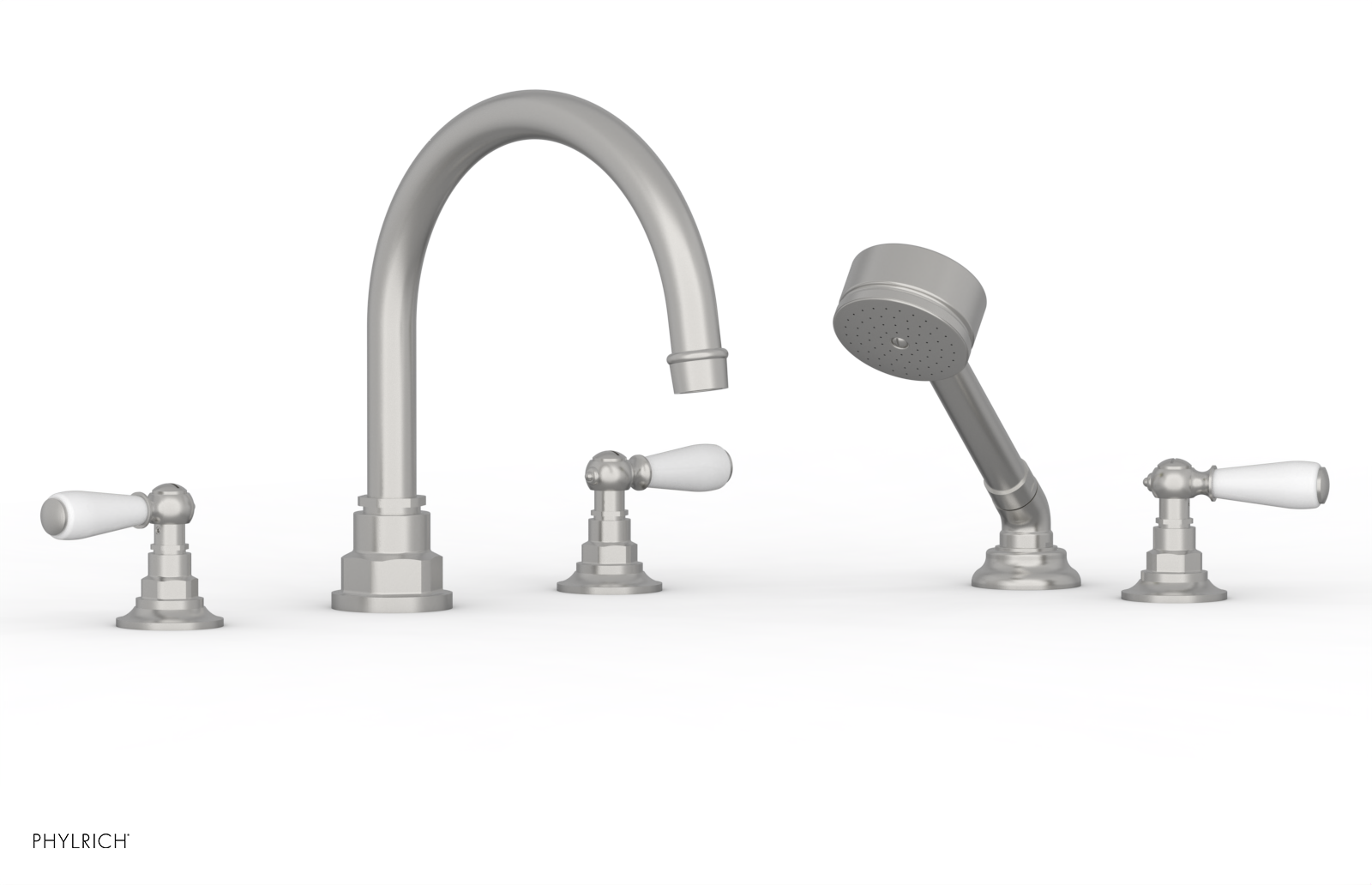 JAMESTOWN - Deck Tub Set with Hand Shower - Lever Handles with "White" Accents 165-49