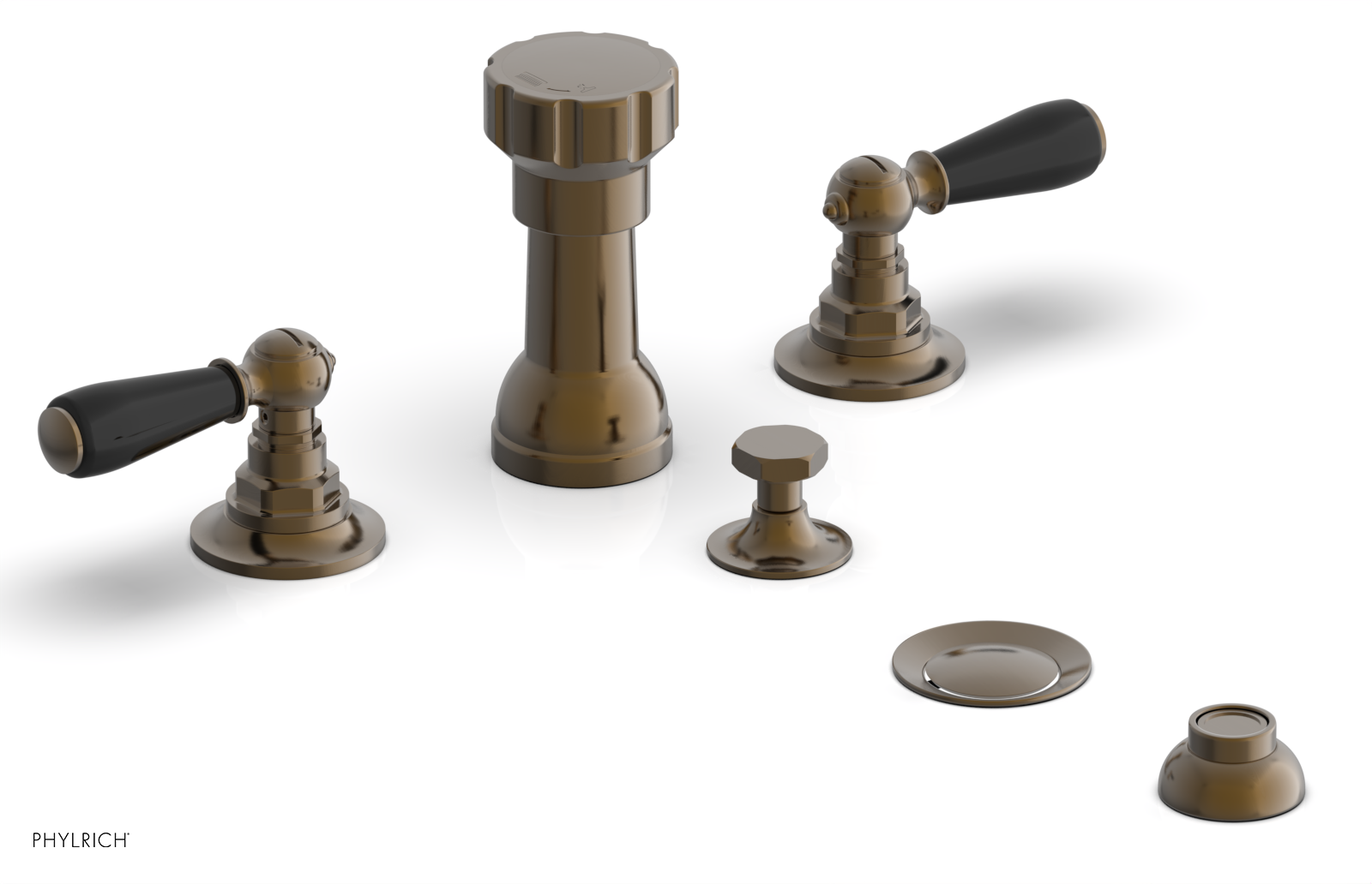 JAMESTOWN - Four Hole Bidet Set - Lever Handles with "Black" Accents 165-61