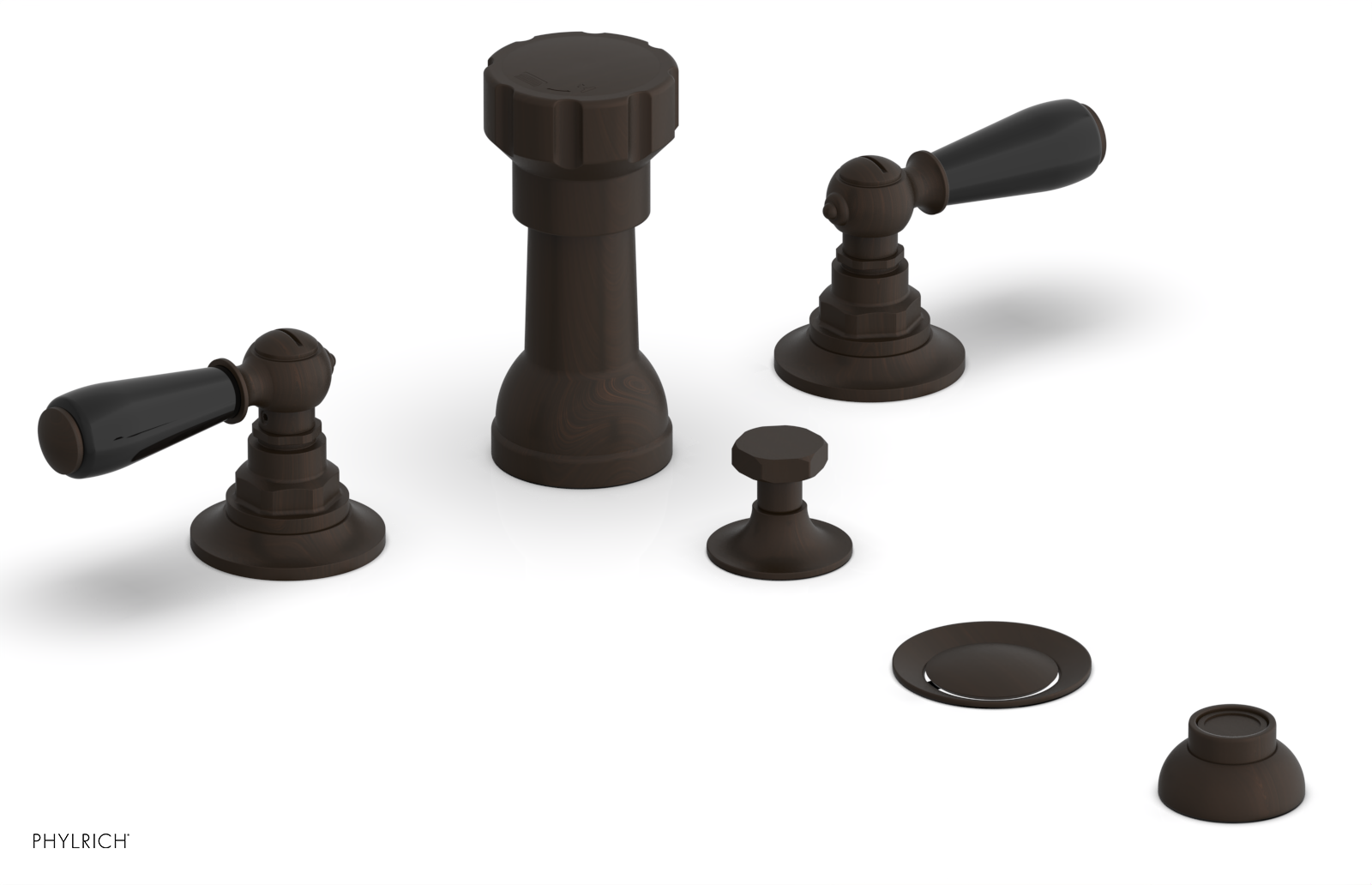 JAMESTOWN - Four Hole Bidet Set - Lever Handles with "Black" Accents 165-61