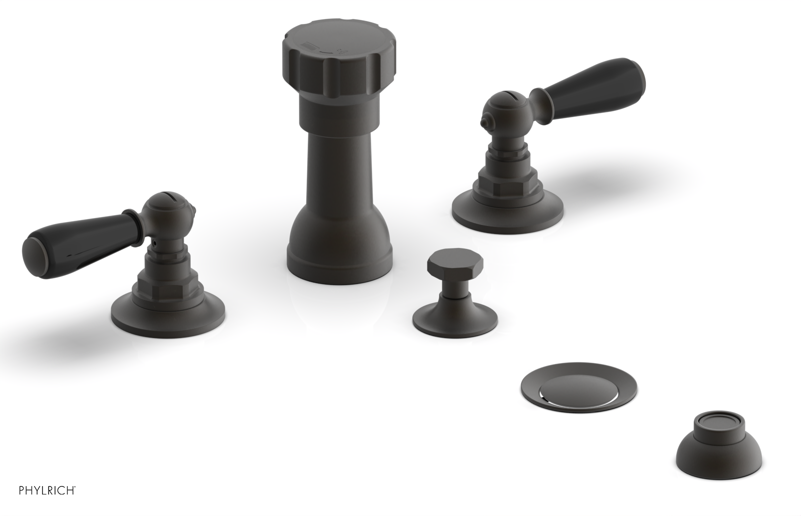 JAMESTOWN - Four Hole Bidet Set - Lever Handles with "Black" Accents 165-61